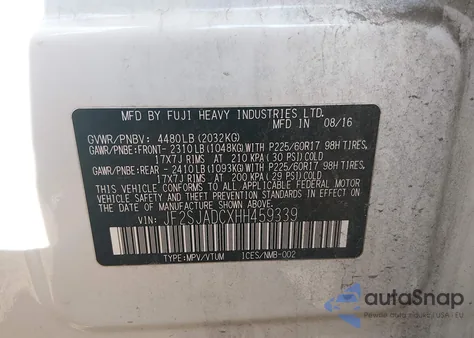 2017 Subaru Forester 2.5I Premium from USA, damaged, VIN JF2SJADCXHH459339